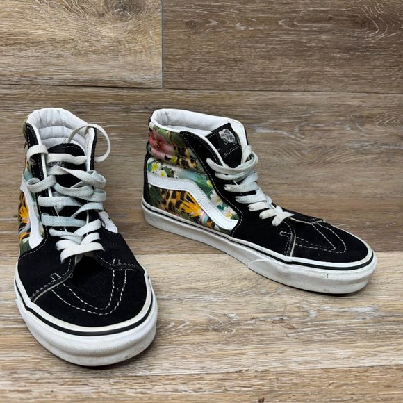 Vans Off The Wall Black Suede Floral Print High Tops Women's Size 9.5/Men's 8 - Picture 6 of 7
